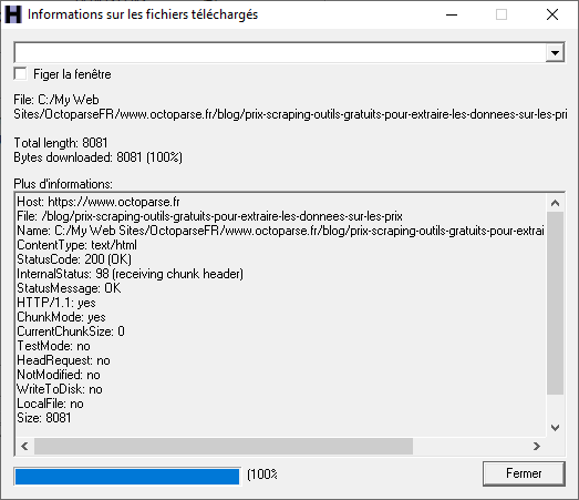 Cliquez pour voir les détails des fichiers en cours pendant l'aspiration