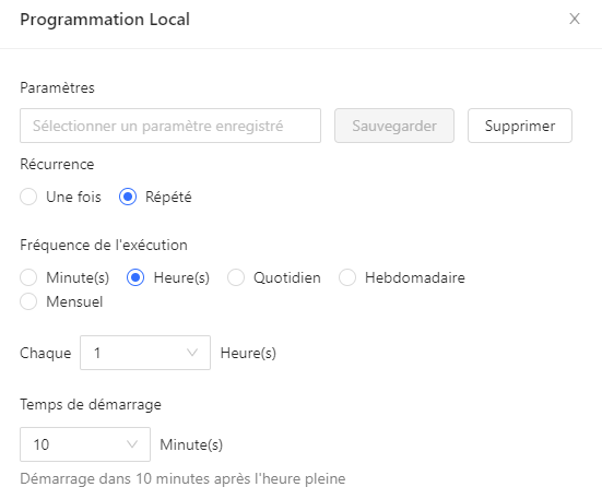 Programmation des tâches sur Octoparse