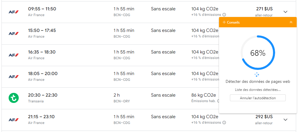 Personnalisez les champs de données de Google Flights sur Octoparse