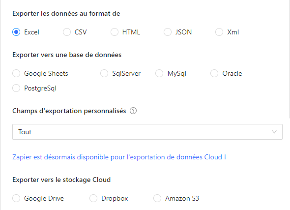 Exporter les données vers Excel sur Octoparse
