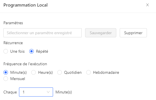 Programmer la lâche localement ou dans le Could sur Octoparse