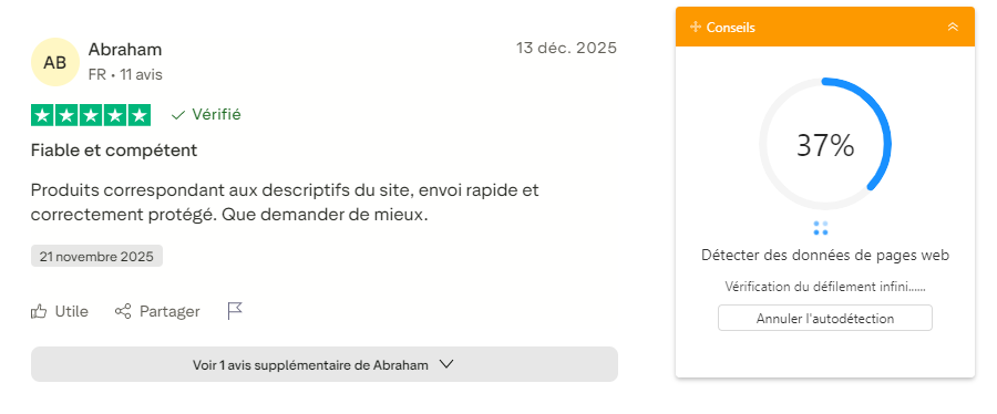 Lancez votre URL Trustpilot sur Octoparse