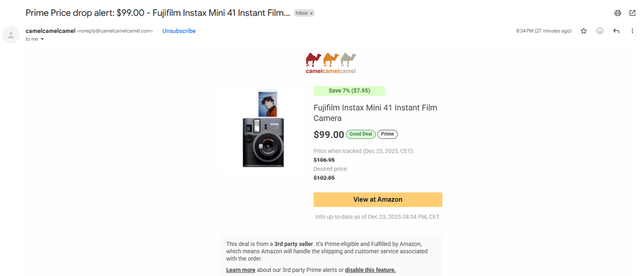 CamelCamelCamel - graphique d'historique des prix Amazon par catégorie de vendeur