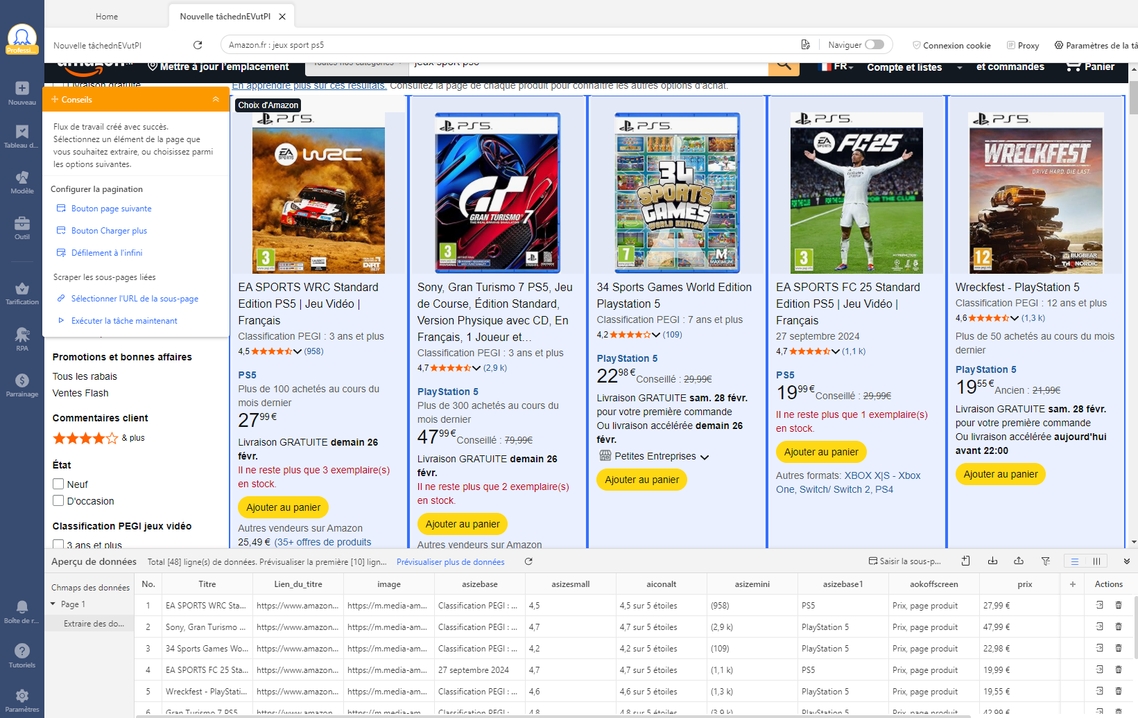 Octoparse - utiliser auto-détection pour le tracker de prix Amazon et extraction de données