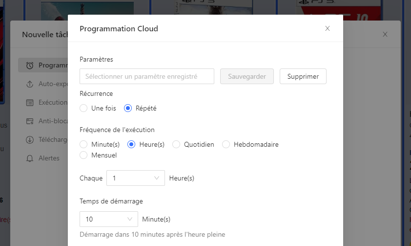 Octoparse - planification automatique du scraping prix Amazon