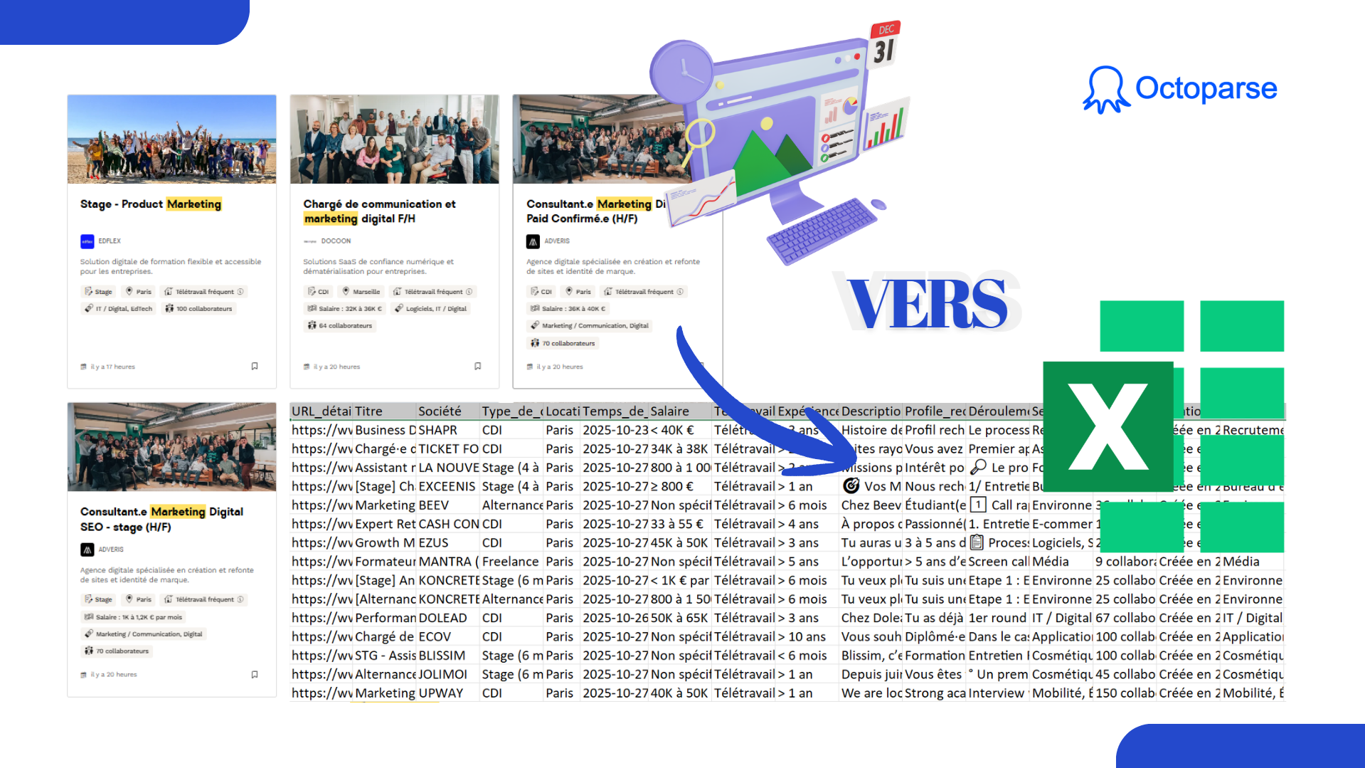 Comparaison des méthodes pour extraire des données d'un site web vers Excel : outil no-code, Power Query, Google Sheets et VBA