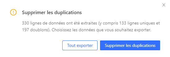 Fonction de déduplication automatique dans Octoparse pour nettoyer les données avant export Excel