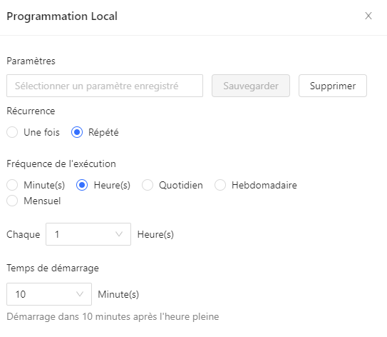 Interface de planification des extractions dans Octoparse : configuration de tâches automatiques quotidiennes ou hebdomadaires