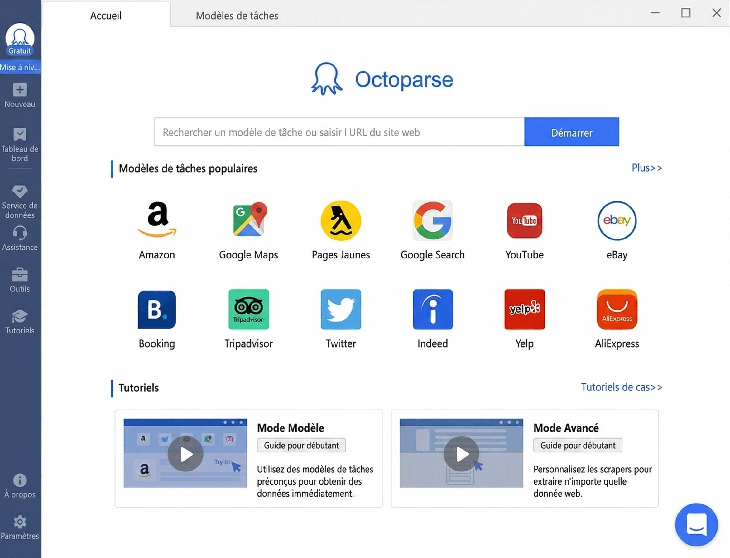 Interface pour scraper Autotrader avec Octoparse et alimenter un logiciel dms automobile