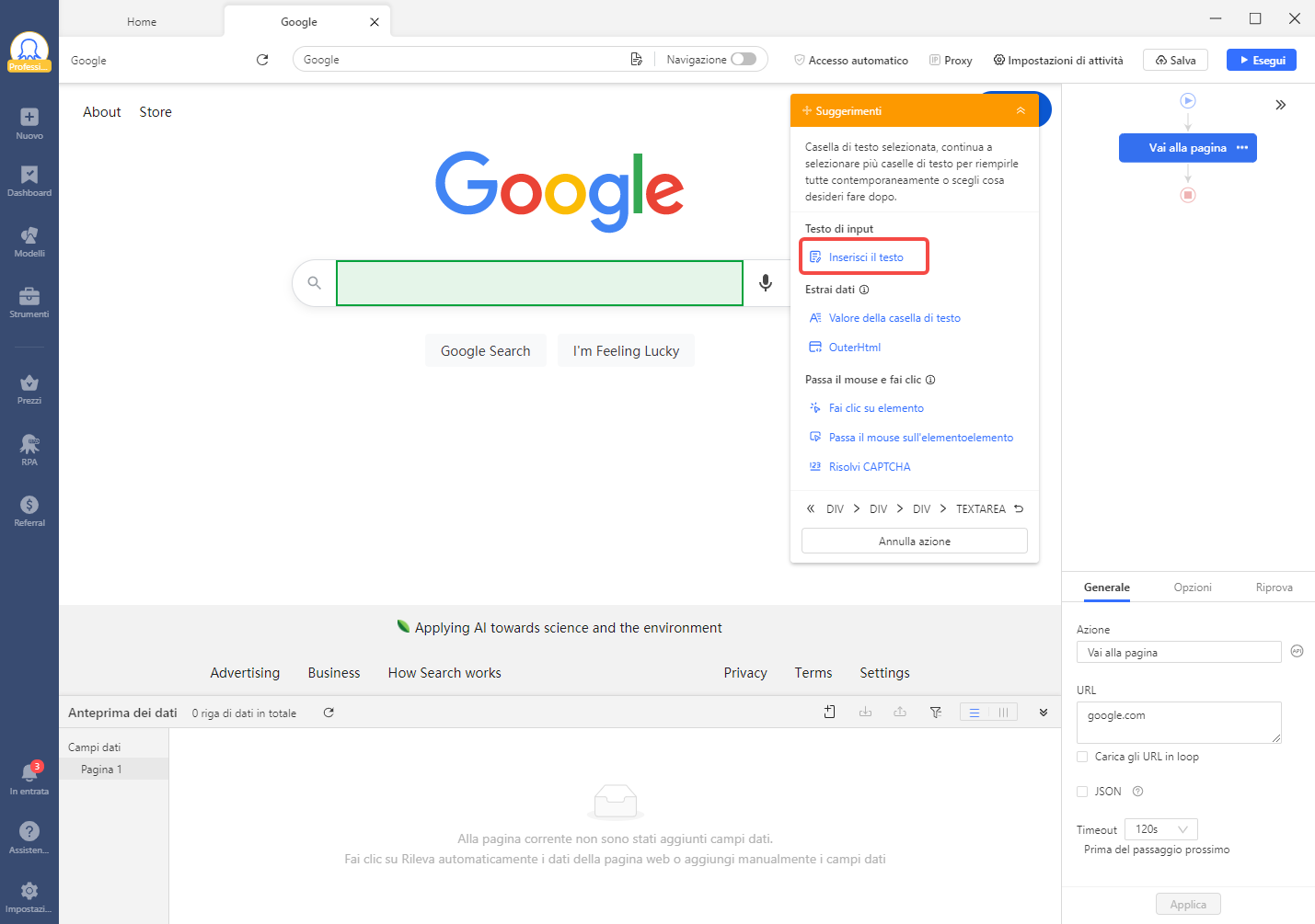 Inserisci la parola chiave