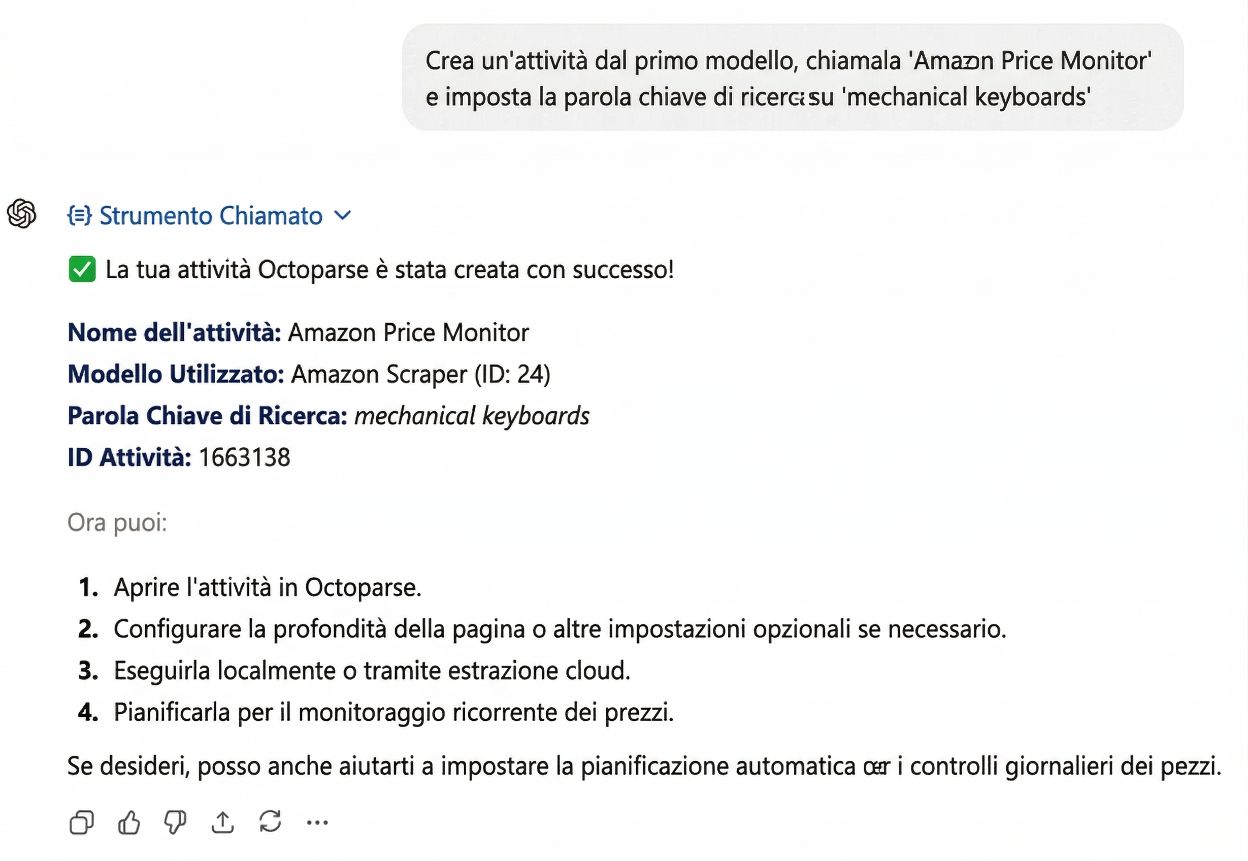 creare un task di web scraping con chatgpt