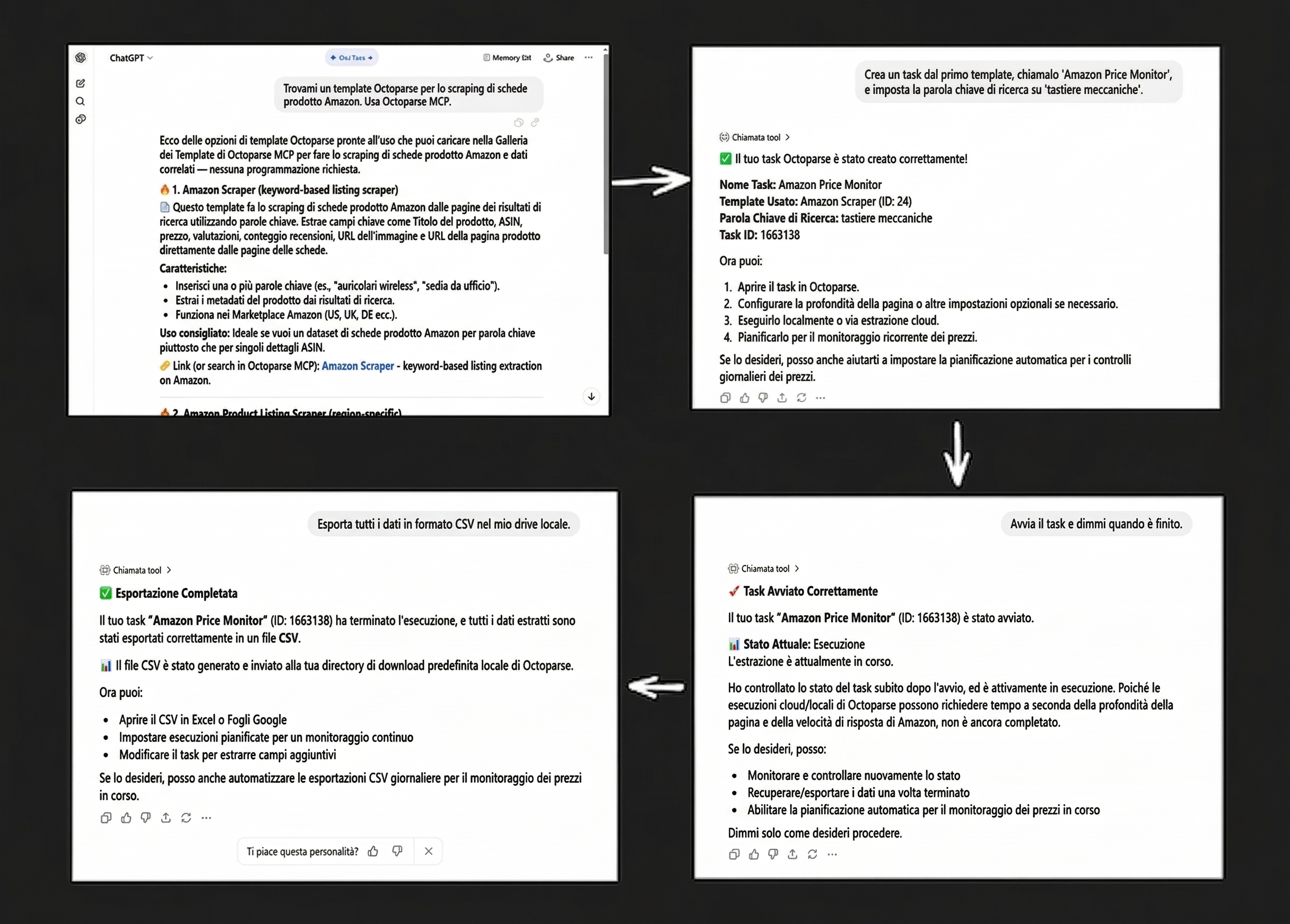 Integrazione di Octoparse MCP con ChatGPT e Claude