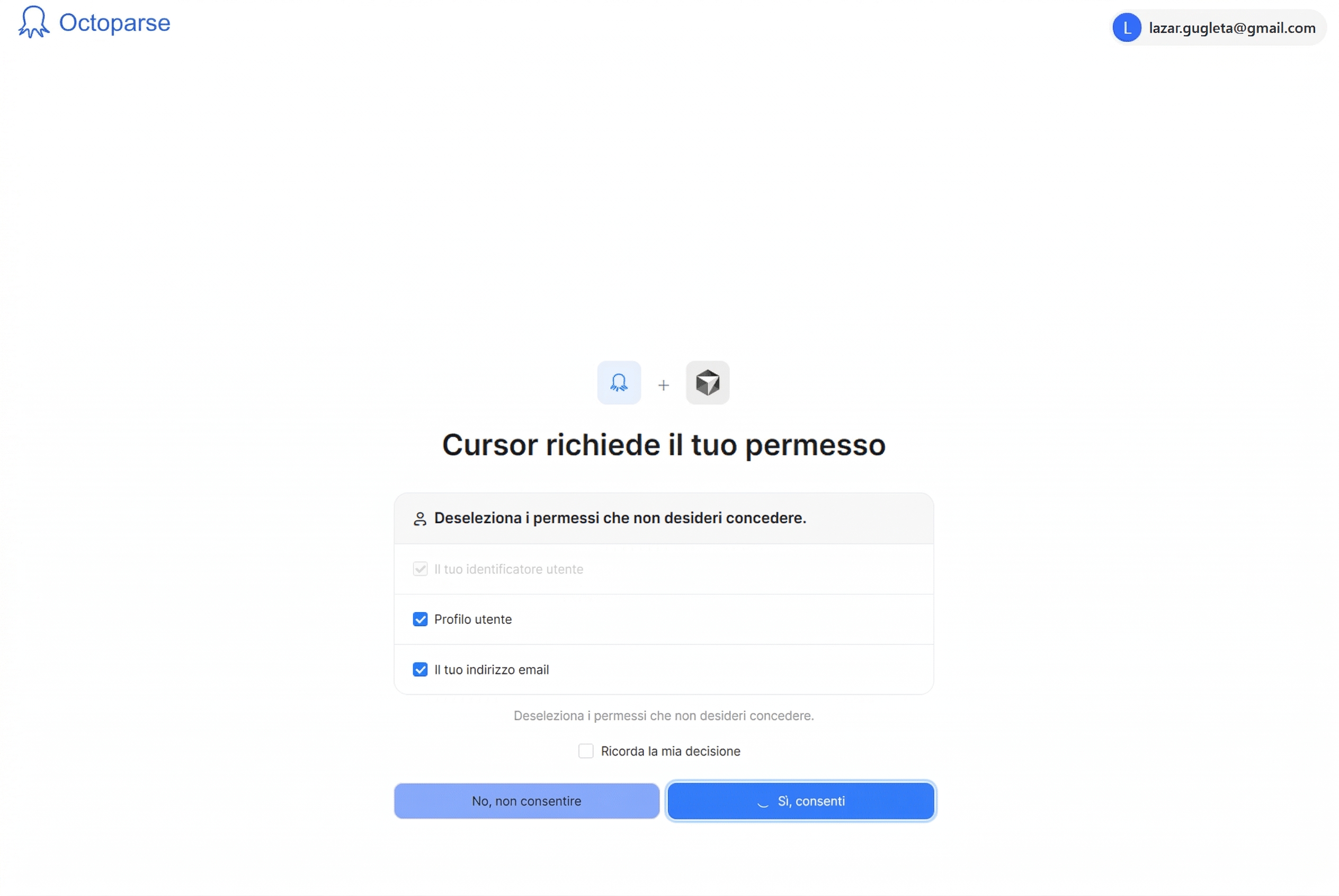 Conferma connessione Octoparse MCP in Cursor