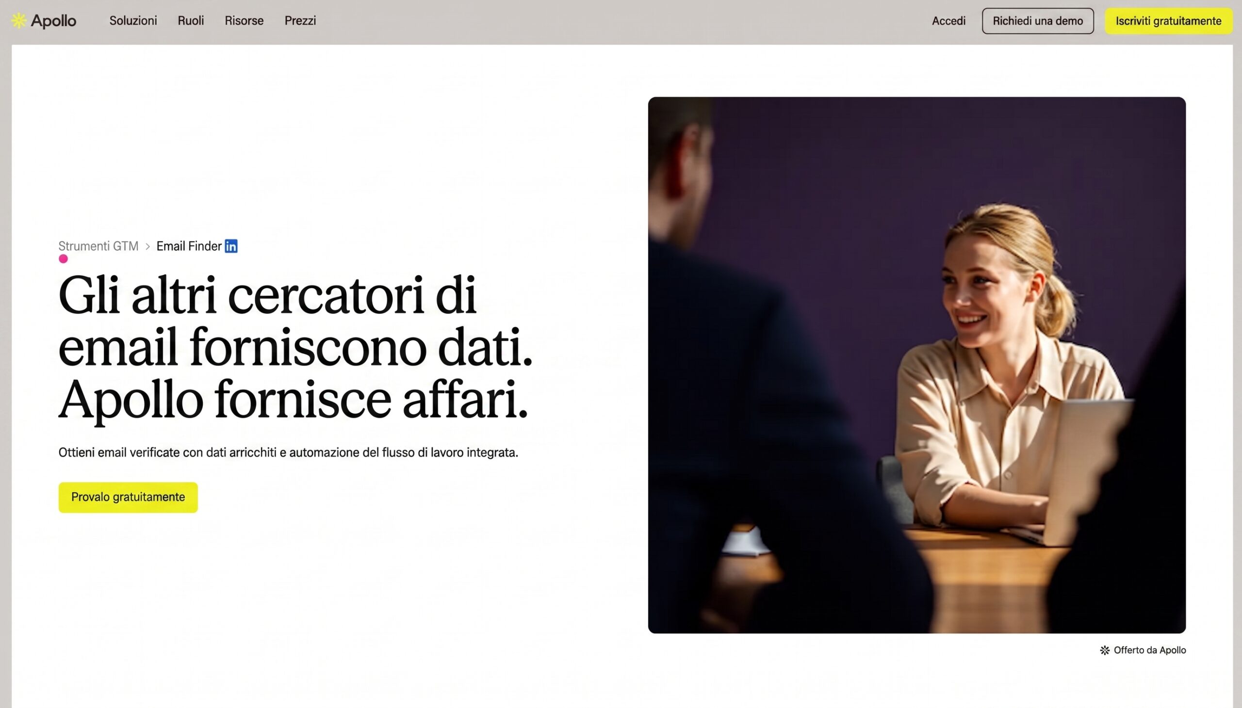 Apollo.io email finder per lo sviluppo commerciale b2b