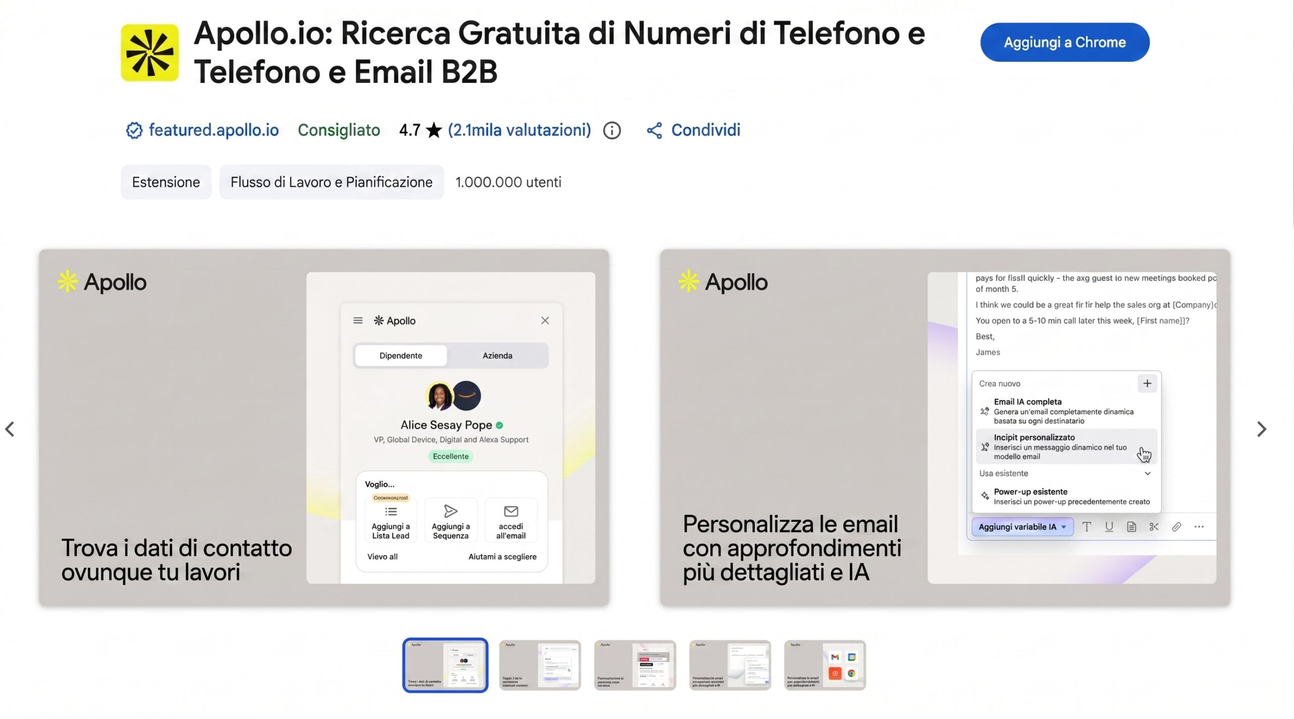 installare l'estensione chrome di apollo