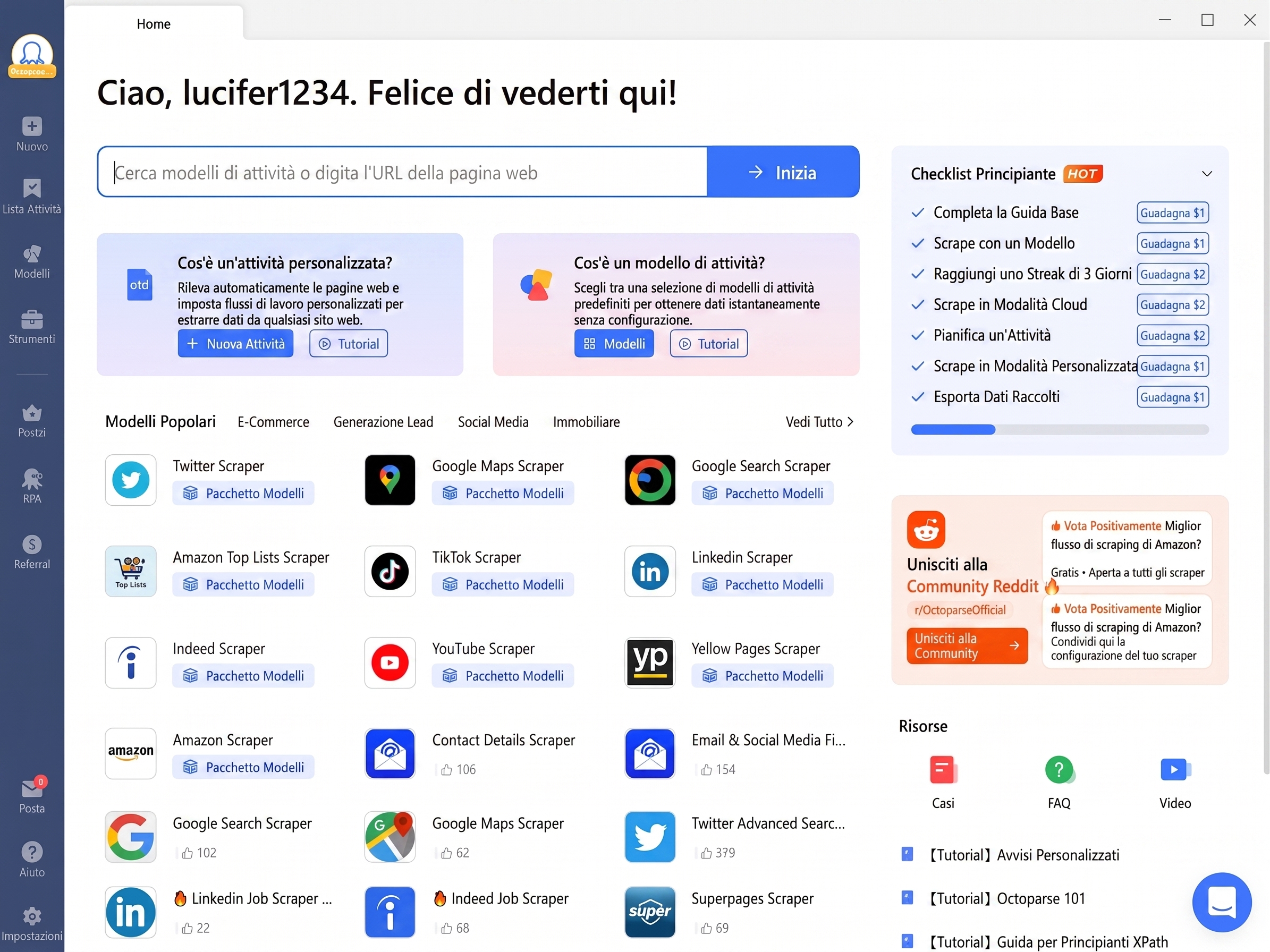scraping personalizzato di email con octoparse