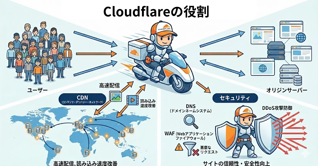 Cloudflare,役割,CDN,セキュリティ