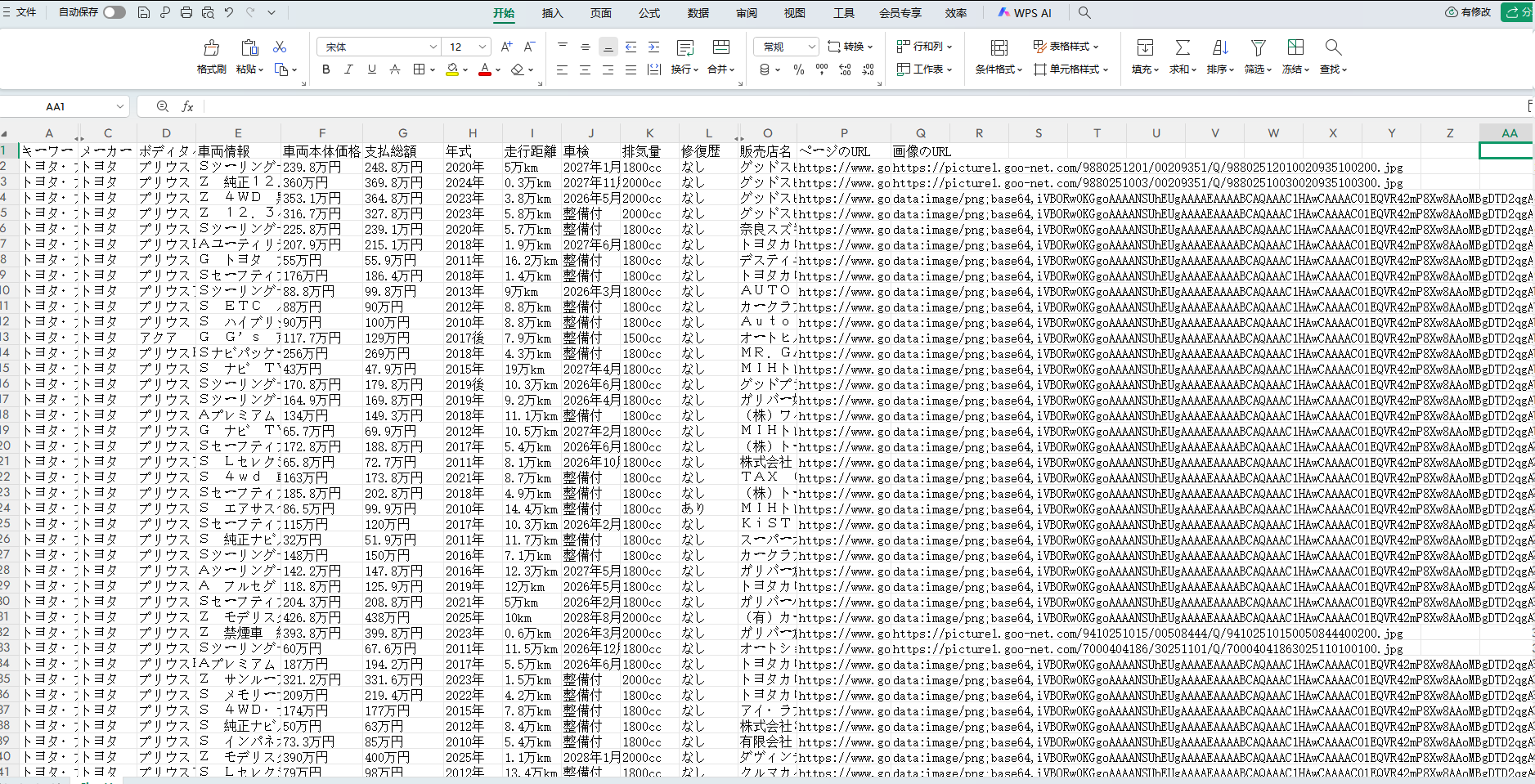 グーネット、中古車、中古車サイト、スクレイピング、データ収集