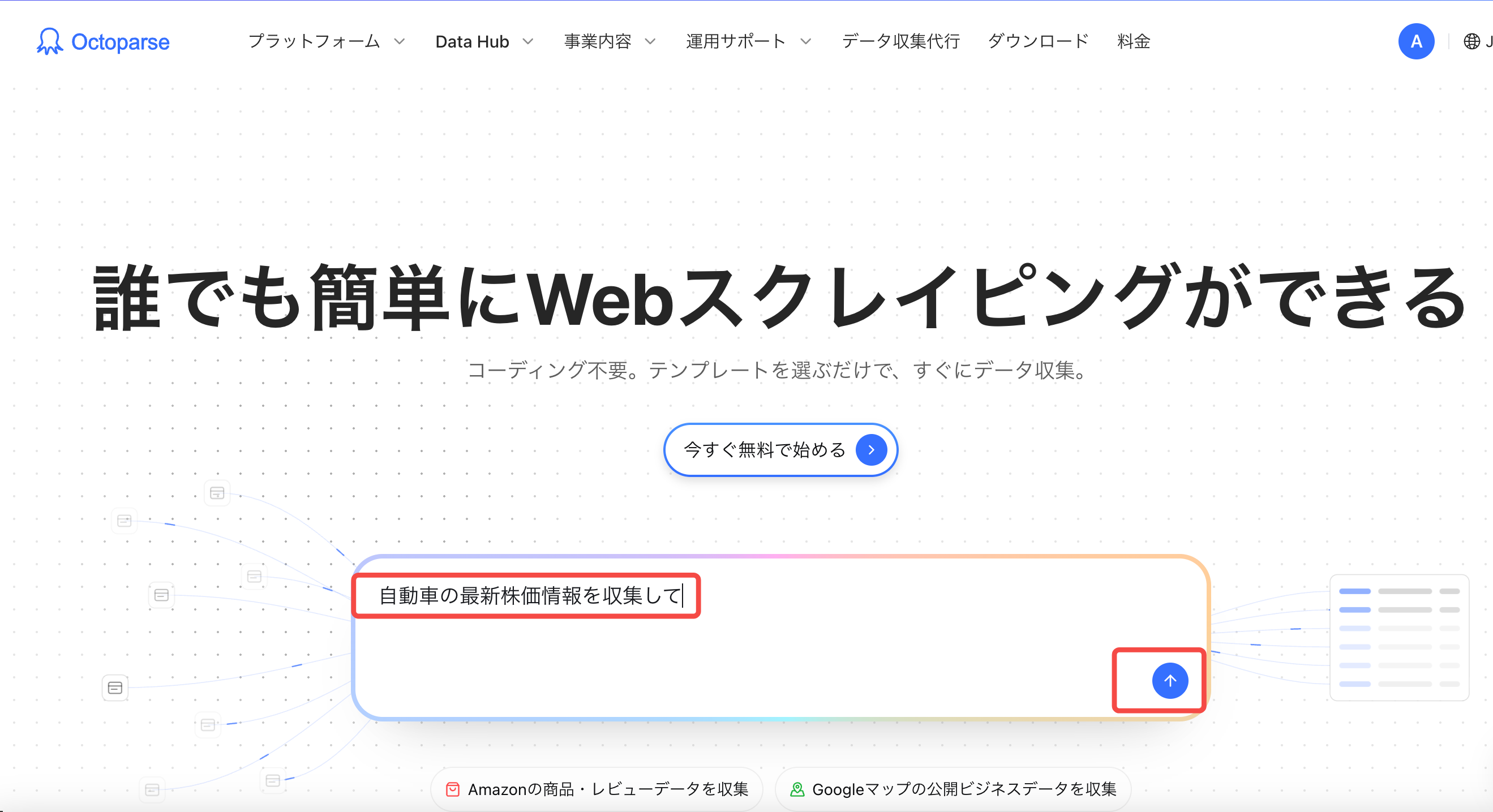 AIに「自動車の最新株価情報を収集して」と指示